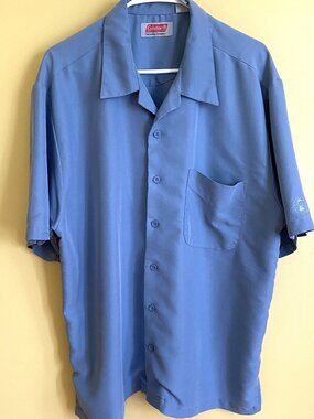 Men's Coleman light blue collared button front camp shirt